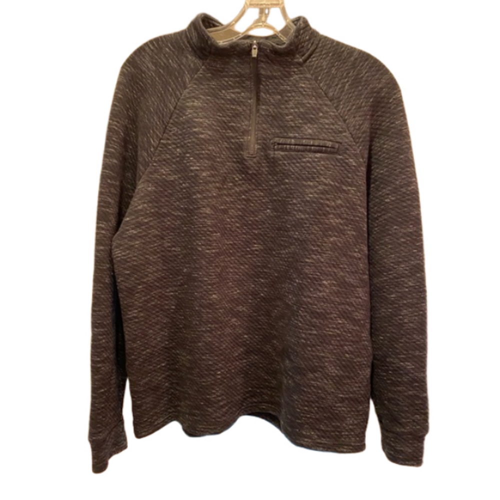 Marc Anthony Men's Quilted Charcoal Black Speckled Slim Fit 1/4 Zip Pullover XL